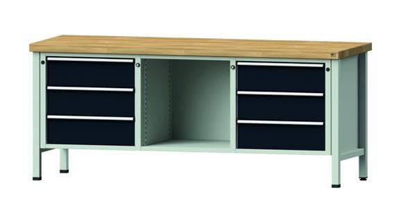 ANKE Stół warsztatowy, model 120 V, pł. lity buk 2000x700x850 mm, RAL 7035/7016