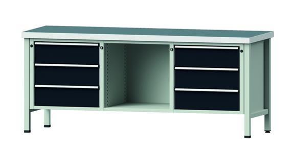 ANKE Stół warszt., mod.120 V, płyta z okł.uni. 2000 x 700 x 850 mm RAL 7035/7016