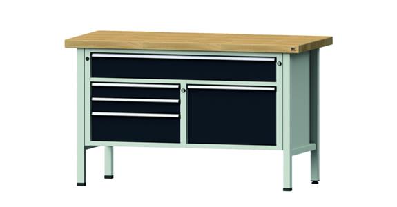 ANKE Stół warsztatowy, model 256 V, pł. lity buk 1500x700x900 mm, RAL 7035/7016