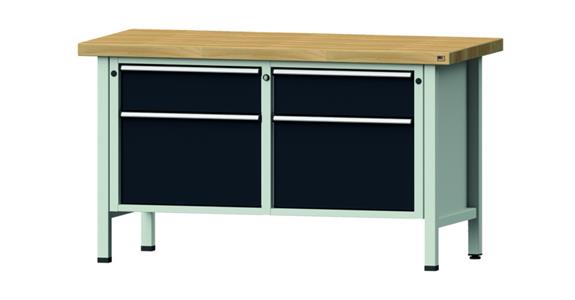 ANKE Stół warsztatowy, model 205 V, pł. lity buk 1500x700x850 mm, RAL 7035/7016
