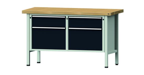 ANKE Stół warsztatowy, model 205 V, pł. lity buk 1500x700x900 mm, RAL 7035/7016