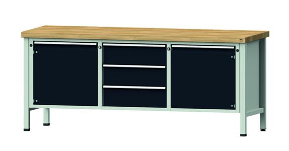 ANKE Stół warsztatowy, model 122 V, pł. lity buk 2000x700x850 mm, RAL 7035/7016