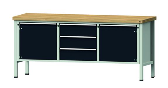 ANKE Stół warsztatowy, model 122 V, pł. lity buk 2000x700x850 mm, RAL 7035/7016