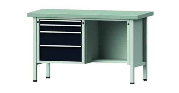 Cabinet workbench model 341 V plate w/ sh. st. coat. height 900 mm RAL 7035/7016