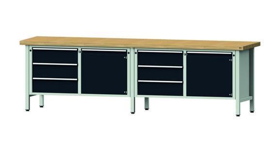 ANKE Stół warsztatowy, model 106 V, pł. lity buk 2800x700x850 mm, RAL 7035/7016