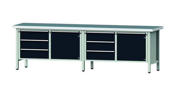 ANKE Stół warszt., mod. 106 V, płyta uni. 2800 x 700 x 850 mm RAL 7035/7016