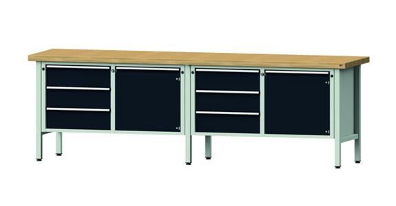 ANKE Stół warsztatowy, model 106 V, pł. lity buk 2800x700x900 mm, RAL 7035/7016