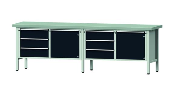 ANKE Stół warszt., mod.106 V, płyta ocyn. 2800x700x900 mm RAL 7035/7016