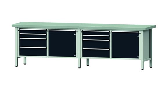 ANKE Stół warszt., mod. 131 V, płyta ocyn. 2800 x 700 x 850 mm RAL 7035/7016
