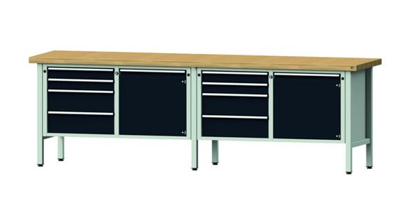 ANKE Stół warsztatowy, model 131 V, pł. lity buk 2800x700x900 mm, RAL 7035/7016