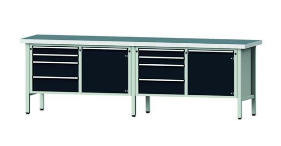 ANKE Stół warszt., mod. 131 V, płyta uni. 2800 x 700 x 900 mm RAL 7035/7016