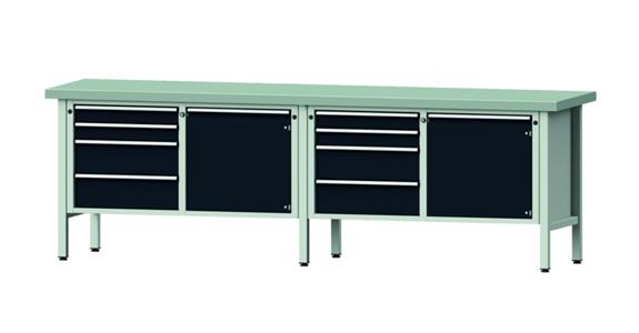 ANKE Stół warszt., mod. 131 V, płyta ocyn. 2800 x 700 x 900 mm RAL 7035/7016