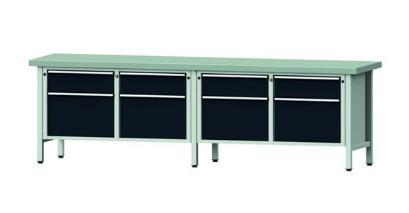 ANKE Stół warszt., mod. 205 V, płyta ocyn. 2800 x 700 x 850 mm RAL 7035/7016