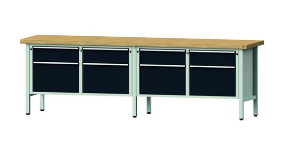 ANKE Stół warsztatowy, model 205 V, pł. lity buk 2800x700x900 mm, RAL 7035/7016