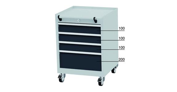 Mobile drawer cabinet 4 drawers RAL 7016 anthracite grey 750x530x500 mm