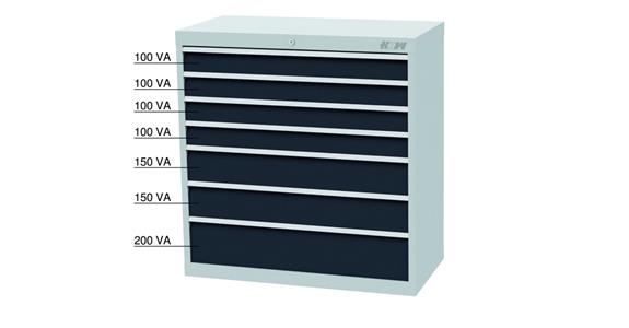Drawer tool cabinet 7 drawers full-extension slide 100 %/75 kg RAL 7035/7016