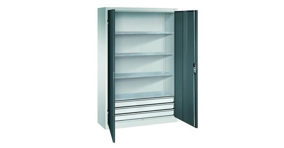 Large tool cabinet 1950X1200X400 RAL7035/7016, drawer block, bottom