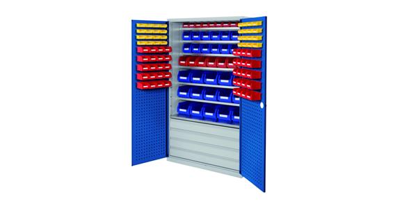 Large cabinet H1950xW1130xD590 mm 118boxes 7 shelves RAL 7035/5010