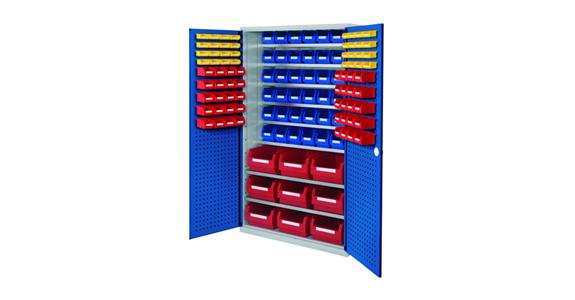 Large cabinet H1950xW1130xD590 mm 123boxes 8 shelves RAL 7035/5010