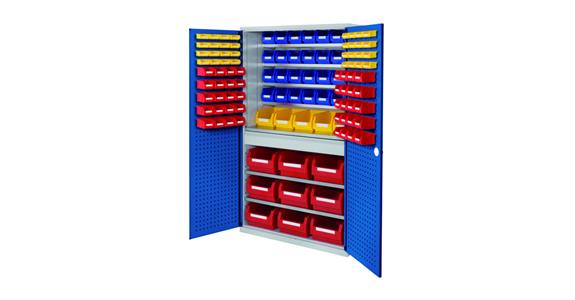 Large cabinet H1950xW1130xD590 mm 114boxes 7 shelves RAL 7035/5010