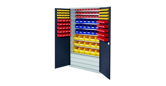 Large cabinet H1950xW1130xD590 mm 138boxes 9 shelves RAL 7035/7016