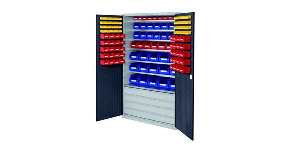 Large cabinet H1950xW1130xD590 mm 118boxes 7 shelves RAL 7035/7016