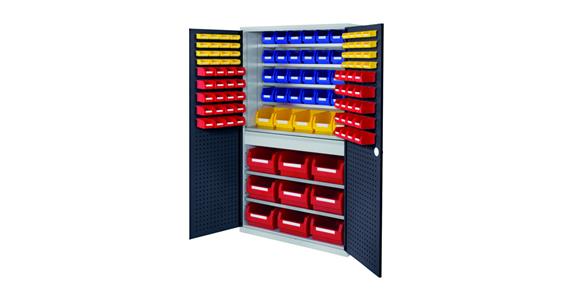 Large cabinet H1950xW1130xD590 mm 114boxes 7 shelves RAL 7035/7016