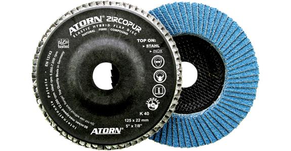 ATORN ściernica talerz-płatk Zircopur 125 x 22,2 mm, ziarno 80 Zirc, uch. z wł. nat