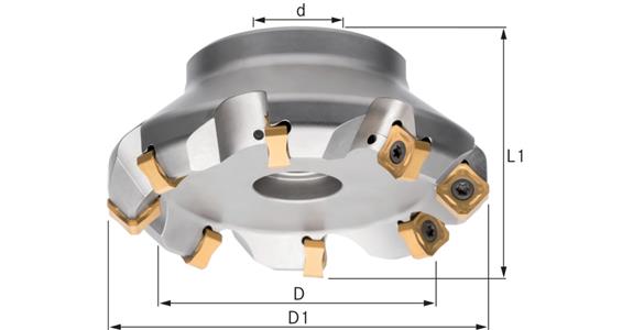 ATORN 45 stopniowe głowice frezarskie z chłodzeniem wewnętrz., śr. 80,0 mm T=10