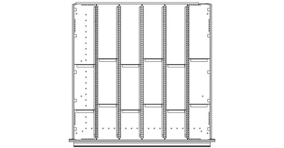 Zestaw przegródek szuflad 18 przedziałów, wysokość 60 mm, szerokość 722 mm, seria DBG