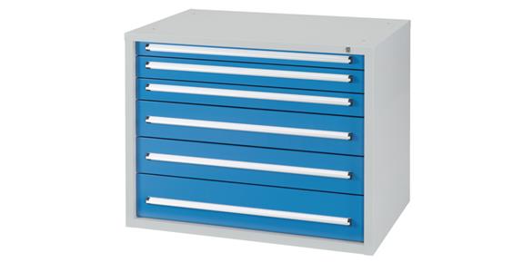Drawer cabinet H800 x W1,022 x D700 mm 6 drawers RAL7035/5012