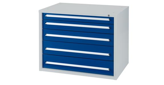 Drawer cabinet H800 x W1,022 x D700 mm 5 drawers RAL7035/5010