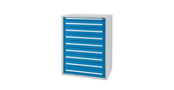 Drawer cabinet H1,328 x W1,022 x D700 mm 9 drawers RAL7035/5012