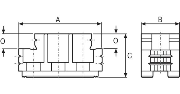 ATORN odwracalna górna szczęka hart. 67.5x31x35 mm 1,5 mmx60° M10 E 20 mm