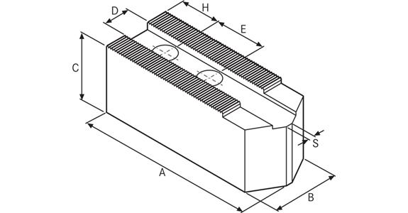 ATORN szczęki górne miękkie spiczaste 110x50x50 mm 1/16 cala x 90° M16 E 28 mm