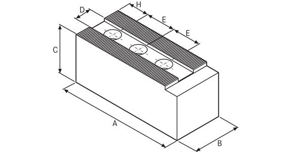 ATORN szczęki wymienne miękkie 230x70x70 mm 3/32 calax90° M20 roz. otw. 43 mm