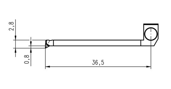 Angled probe, stamped tip for roughness measuring device cat. no. 33933 101