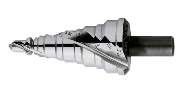 Stepped drill bit for electrical fittings 7–32.5 mm uncoated