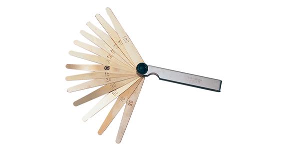 Brass feeler gauge 13 blade 0.05-1 mm, blade length 100 mm
