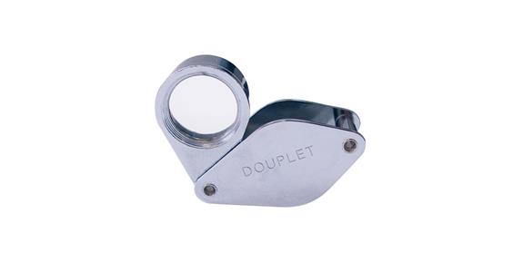 Folding pocket magnifier, 2 lenses, magnification 20x, lens dia. 21mm, chr.-pltd