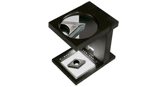 Precision measuring magnifier biconvex 3x plastic lens dia. 89mm illum. H=133mm
