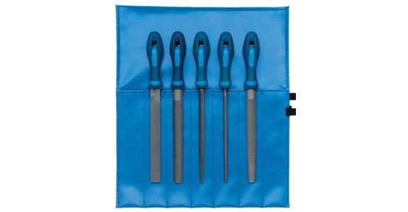 Set of flat hand engineer's files with handle, 5 pieces, L=200mm, German cut 2