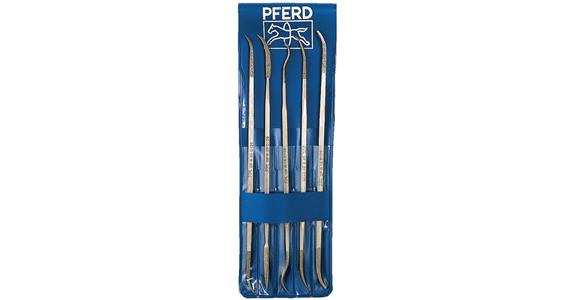 Diamond riffling files set, 5 pieces, medium grit, L=150 mm