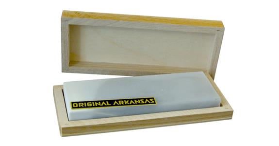 Hard Arkansas oil stone (Mississippi stone) bench stone 90x25 mm in wooden box