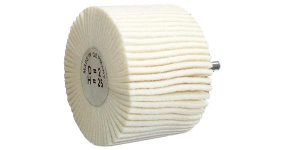 Segmented felt polisher, brush shape shank diameter 6 mm 50x40 mm medium