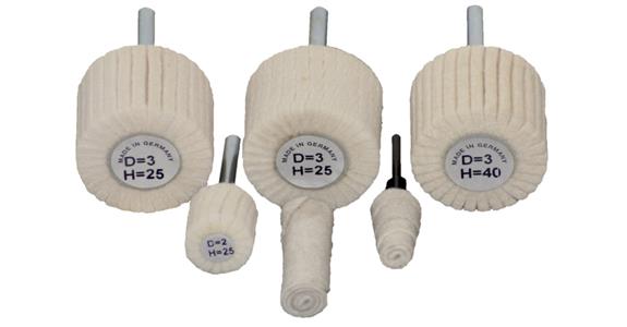 Felt polishing set 8 pieces with shank dia. 6 mm
