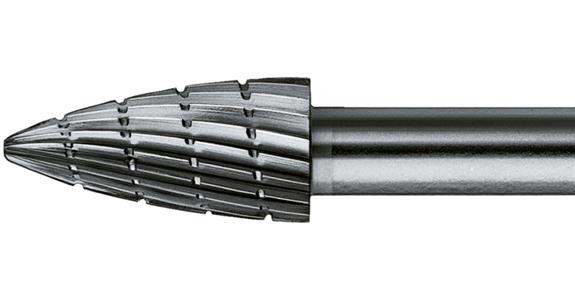 HSS bur ogival (SPG) sh. dia. 6 mm serr. 1 head dia.xlength 12x30 mm