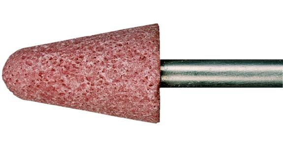 Conical mounted point corundum pink shank dia. 6 mm grit coarse 30 DxH 25x70 mm