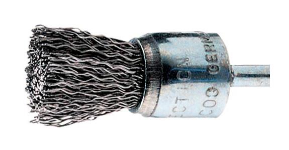 Wire end brush with shank dia. 30.0mm, steel wire dia. 0.50mm, wire eff. L=25mm