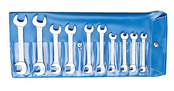 Small double open-end wrench set V34CrMo4 steel 10 pieces AF 5x5–13x13 mm
